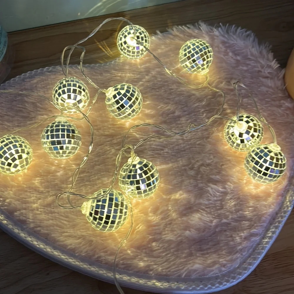 Disco ball lights psychedelic Hologram silver mirror sequin rave trip art decor